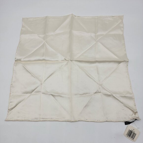 Ivory Color 100% Silk Scarf Handkerchief Pocket Square Hand Rolled NWT - Picture 1 of 3